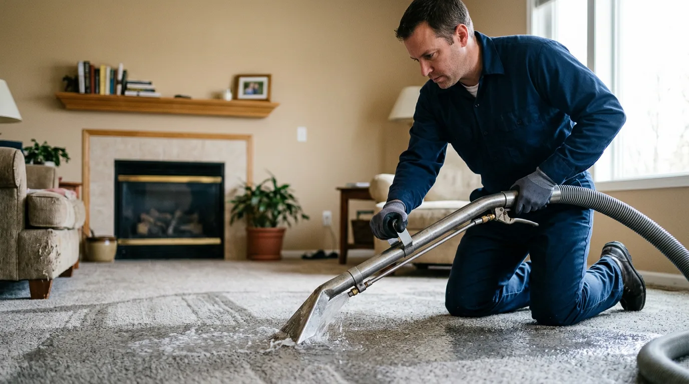 Water damage restoration technician working near Avon, NY